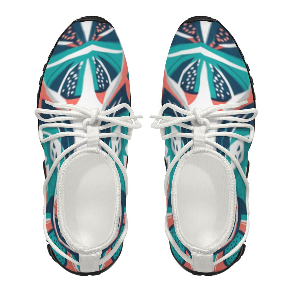 Women's Custom Print Fitness Shoes with Shoelaces – (White)