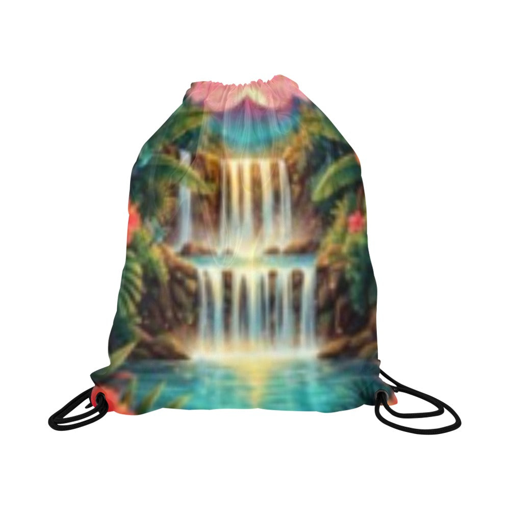 Waterfall Forest Drawstring Bag (Model 1604) (Large)