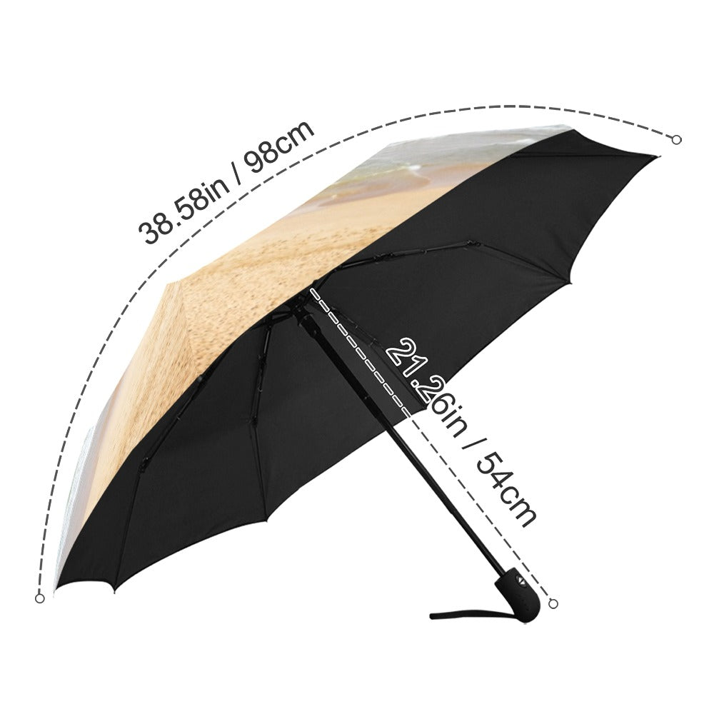Beautiful Seascape and Sun on Bue Sky background Anti-UV Auto-Foldable Umbrella (Model U09)