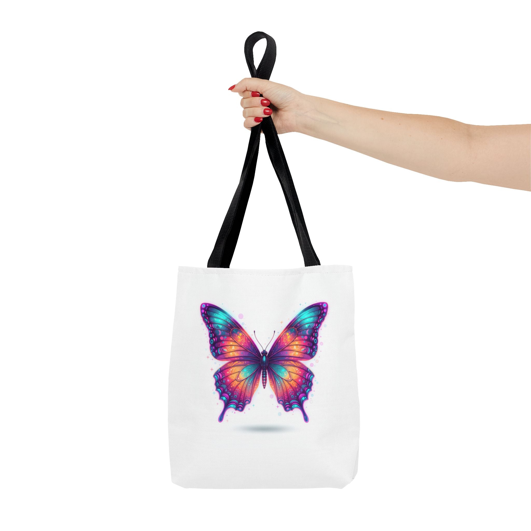 Rainbow Watercolor Butterfly Tote Bag | Colorful Monarch Illustration