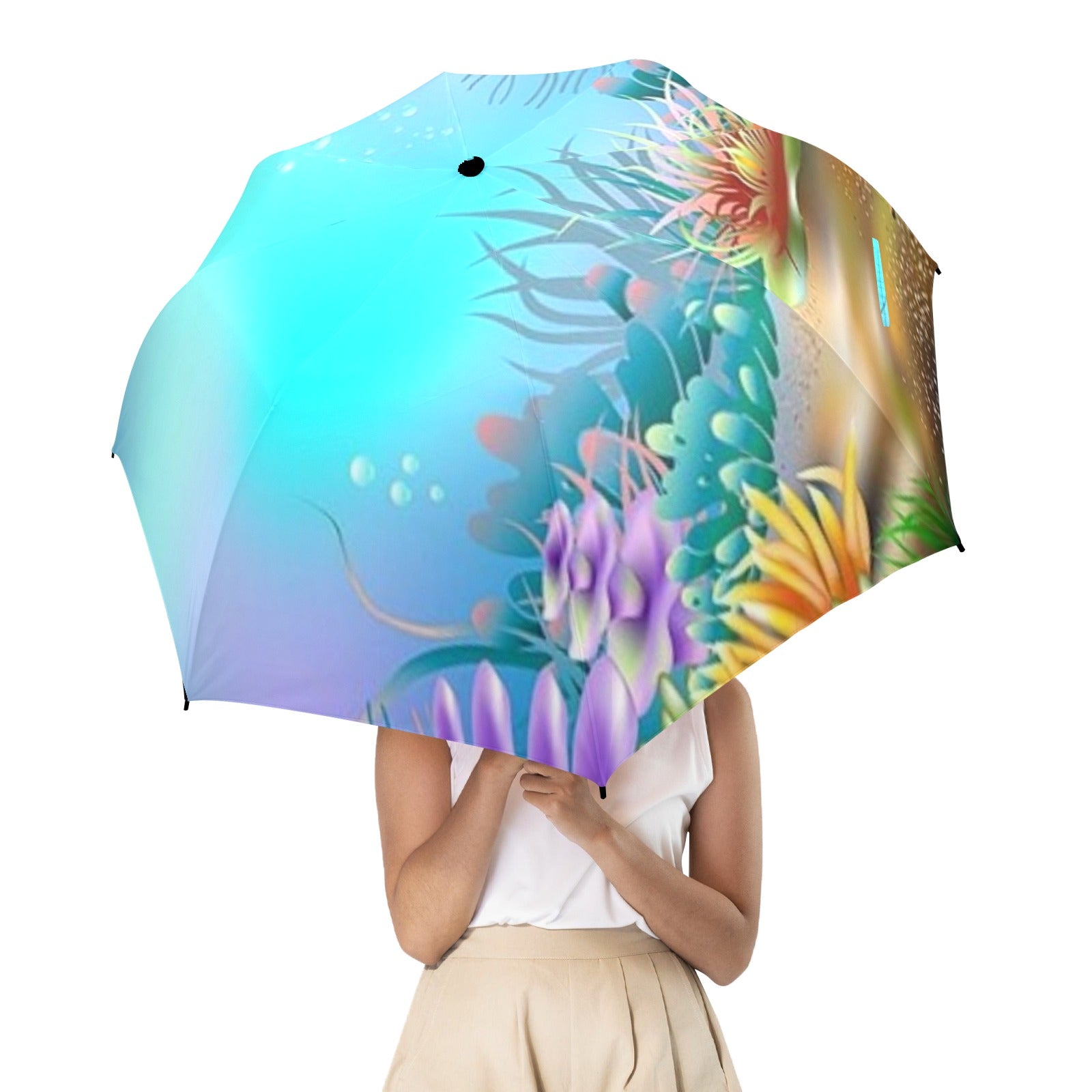 Underwater Scene Umbrella Semi-Automatic Foldable Umbrella (Model U12)