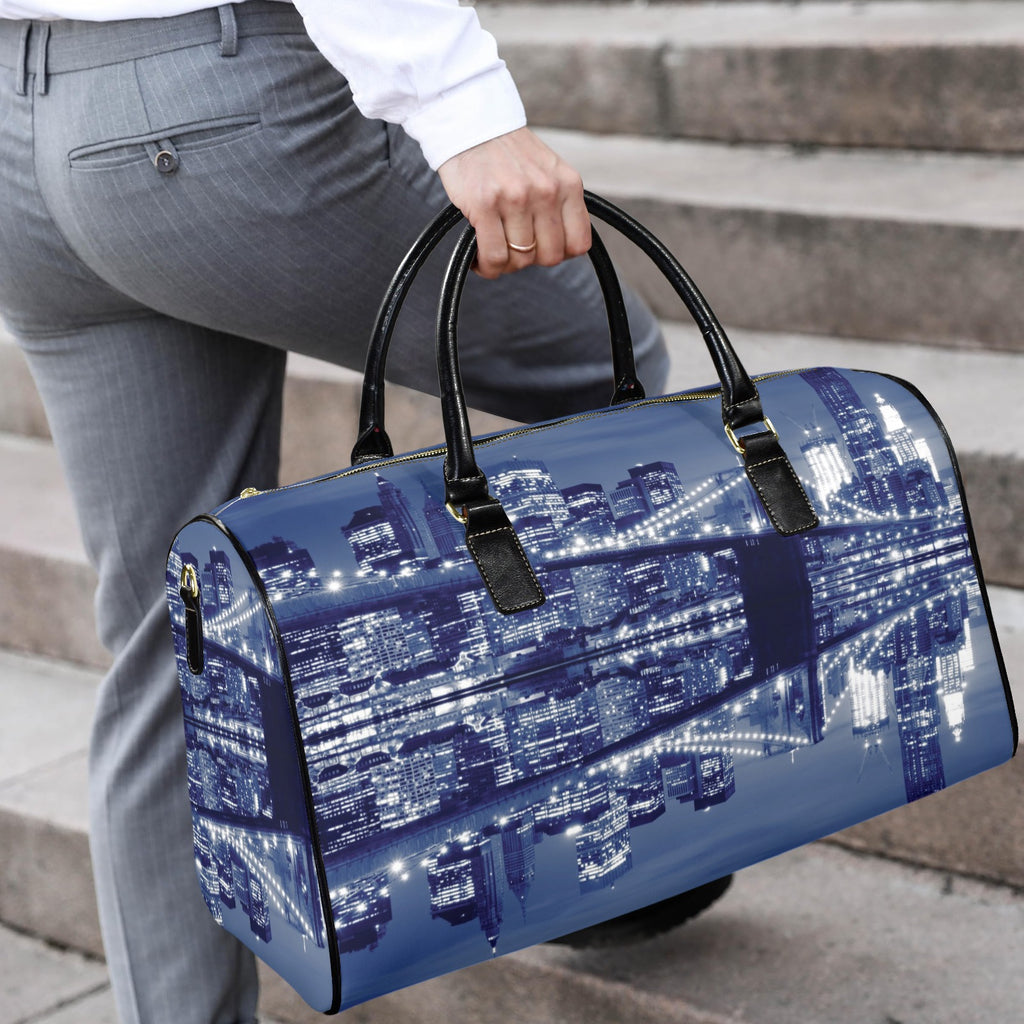 New York Cityscape - Taken Custom Travel Bag-Large (Black Short Patch)(Model 1735)