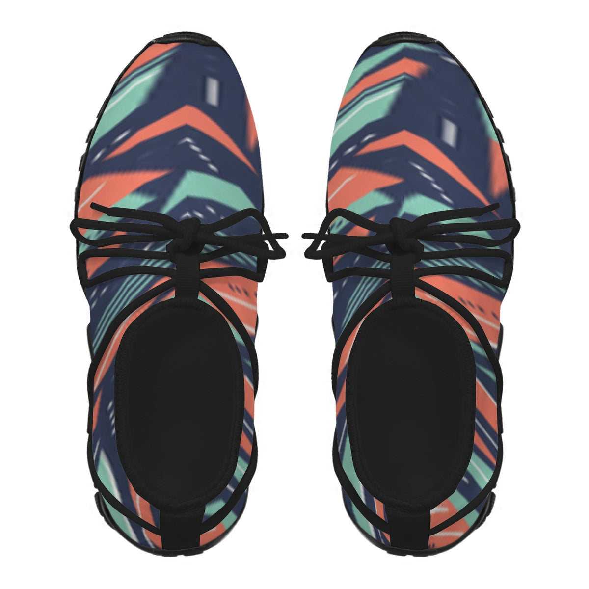 Women's Custom Print Fitness Shoes with Shoelaces – (Black)