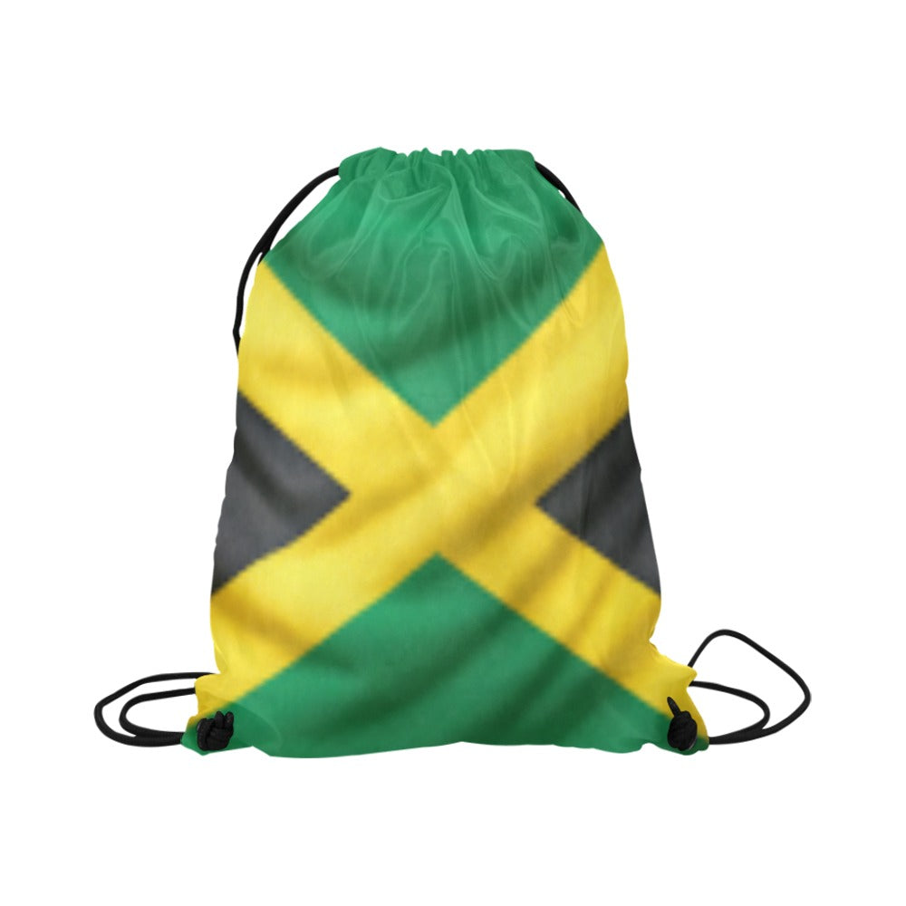 Jamaican Flag Drawstring Backpack Bag (Large)