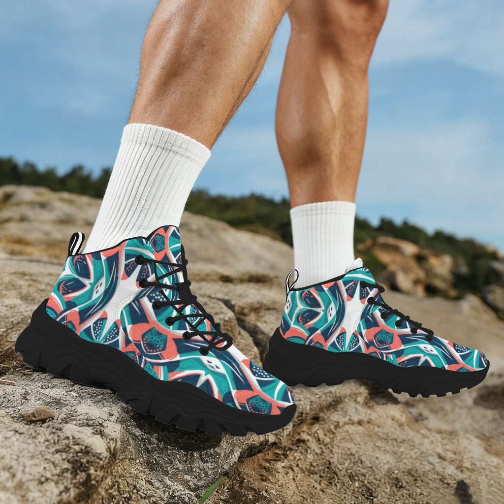Men's High-Top Outdoor Chunky Sneakers – (Black)