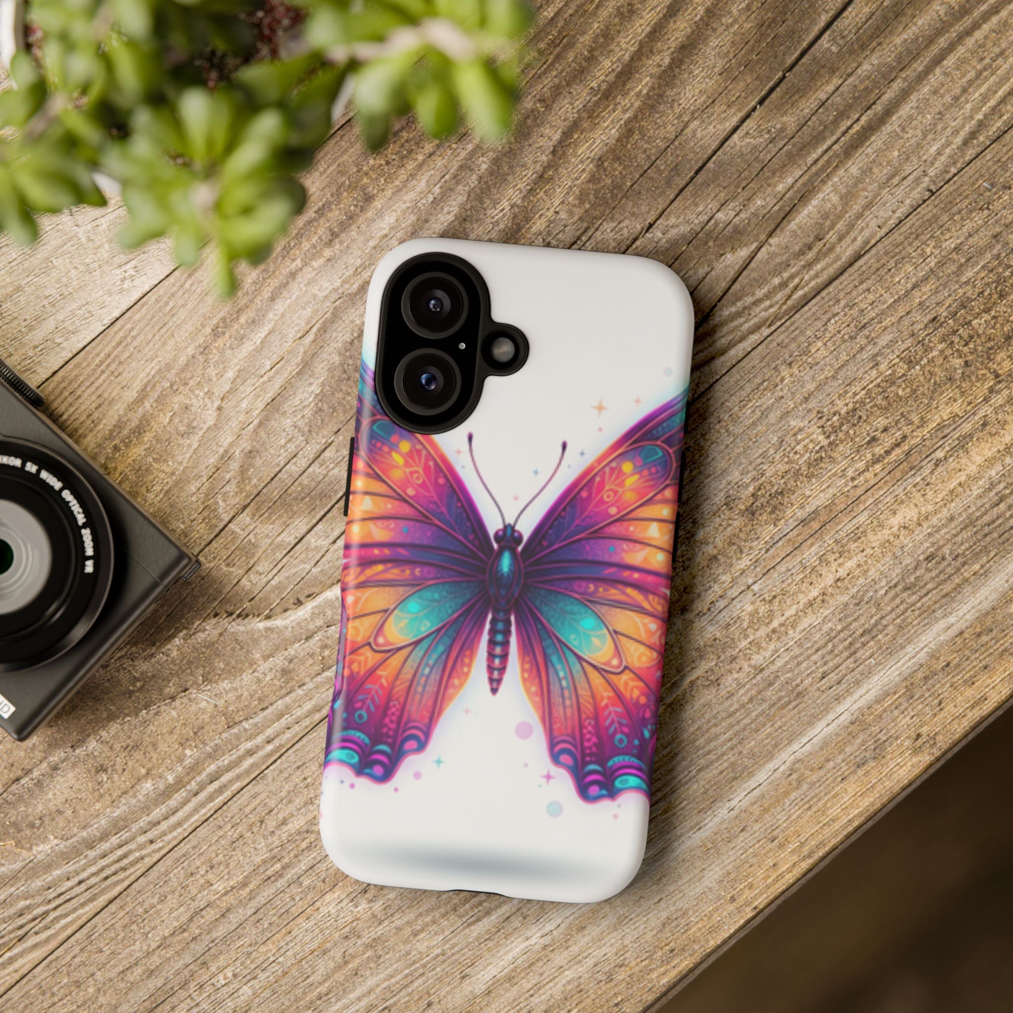 Compatible with iPhone 16 Colorful Butterfly Phone Case | Tough Case
