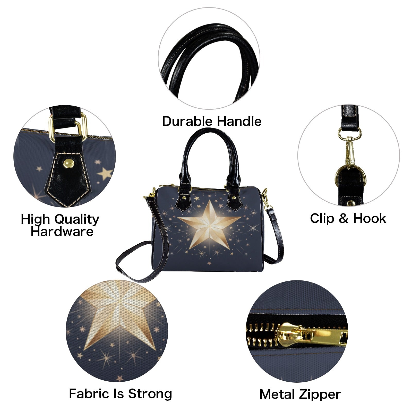 Glowing Star Handbag-Black Handle (Model 1746)