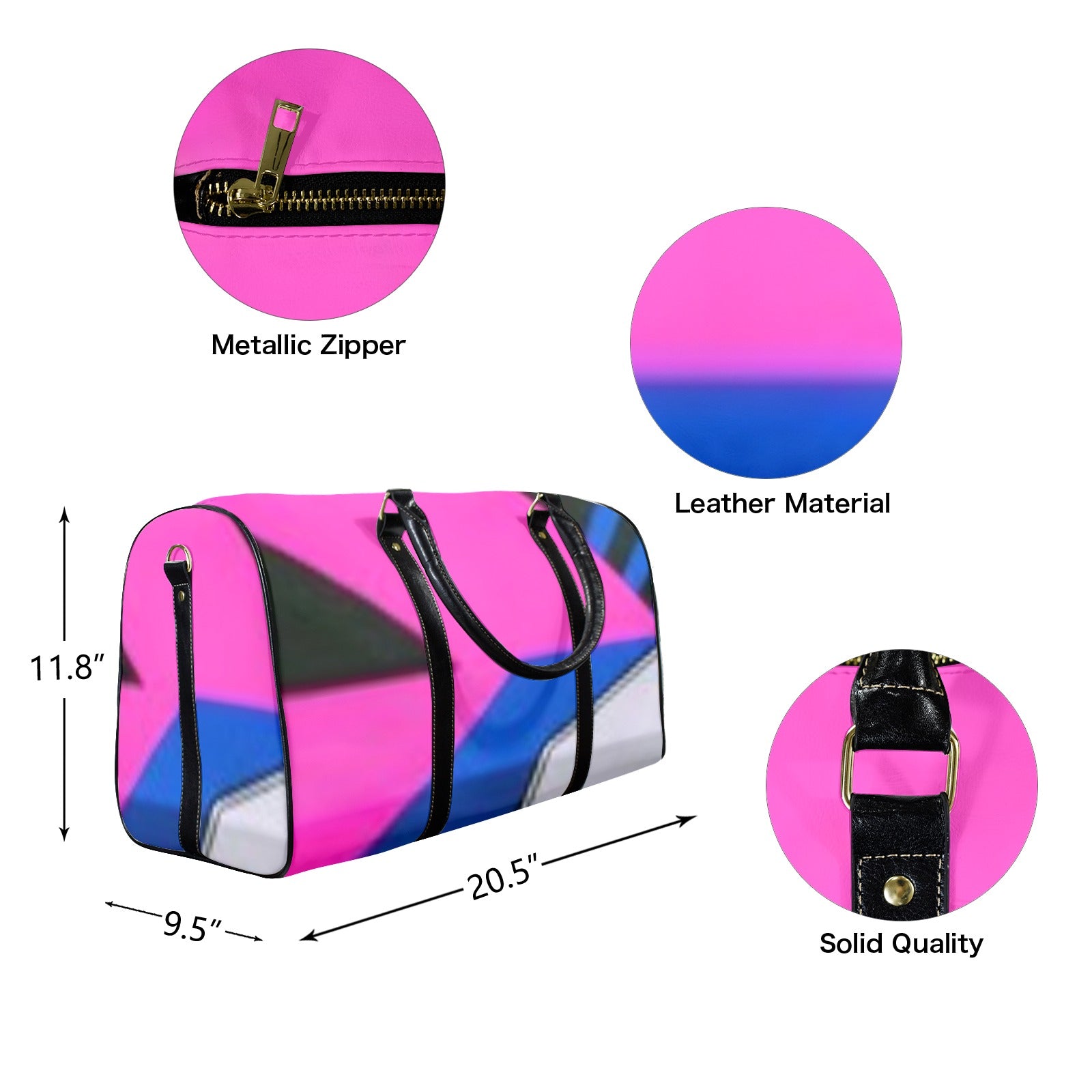Large Multi-Color Custom Travel Bag-Large (Black Long Patch)(Model 1734)