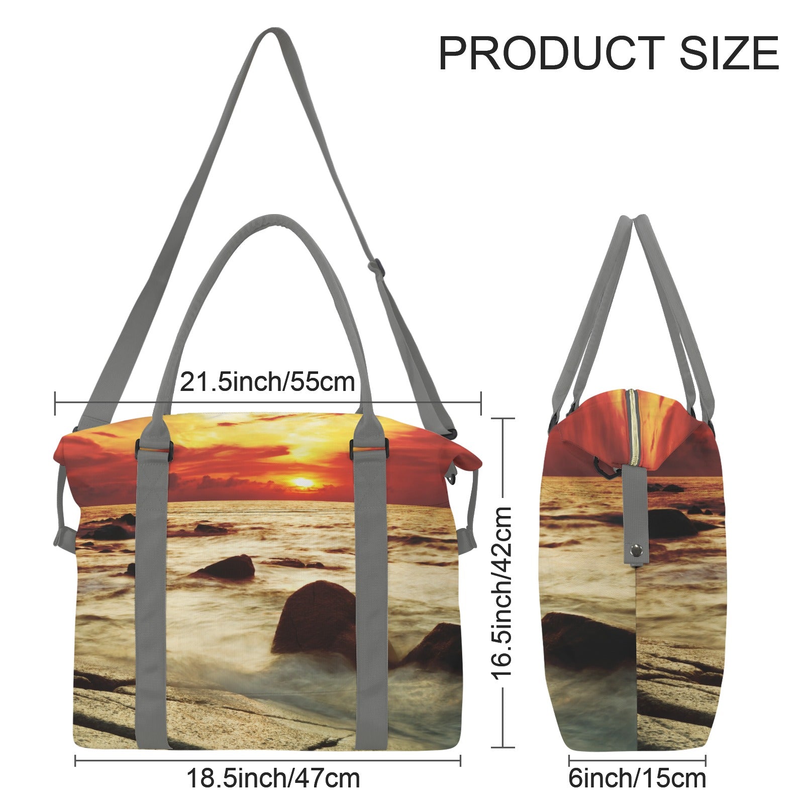 Tropical Sunset on the Stones Beach Large Travel Bag with Trolley Sleeve (Model 1715)