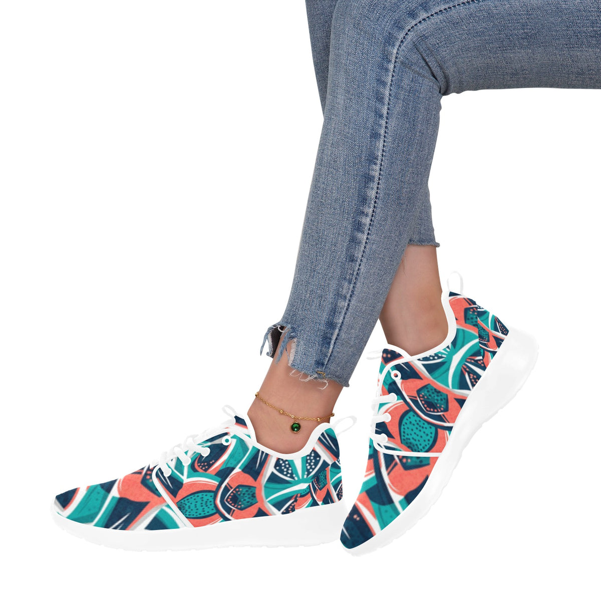 Teal Mosaic Women's Pull Loop Sneakers