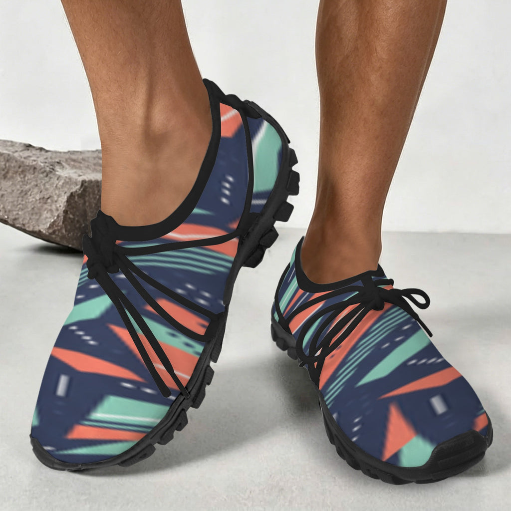 Men's Custom Print Fitness Shoes with Shoelaces –  (Black)
