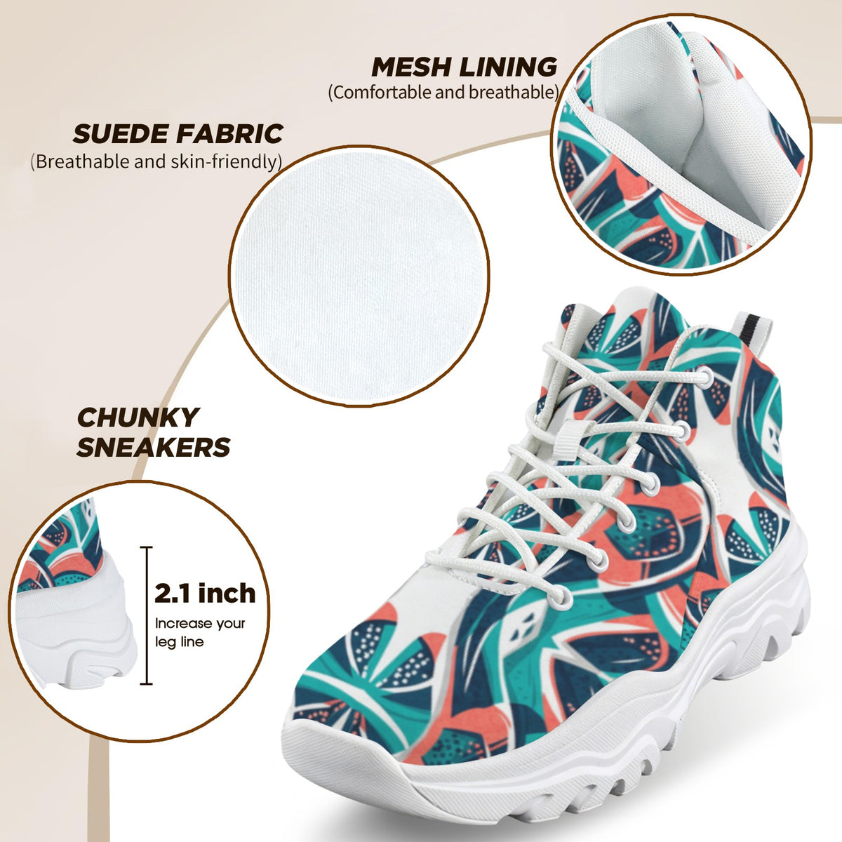 Men's High-Top Outdoor Chunky Sneakers – (White)
