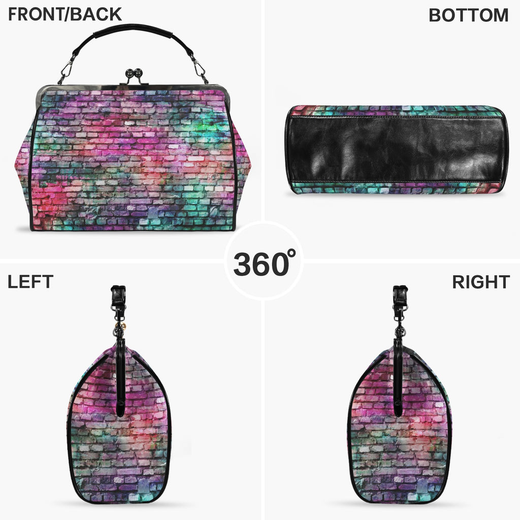 Colorful Brickwall  Kisslock Crossbody Shoulder Hand Bag-Large (Model 1752)