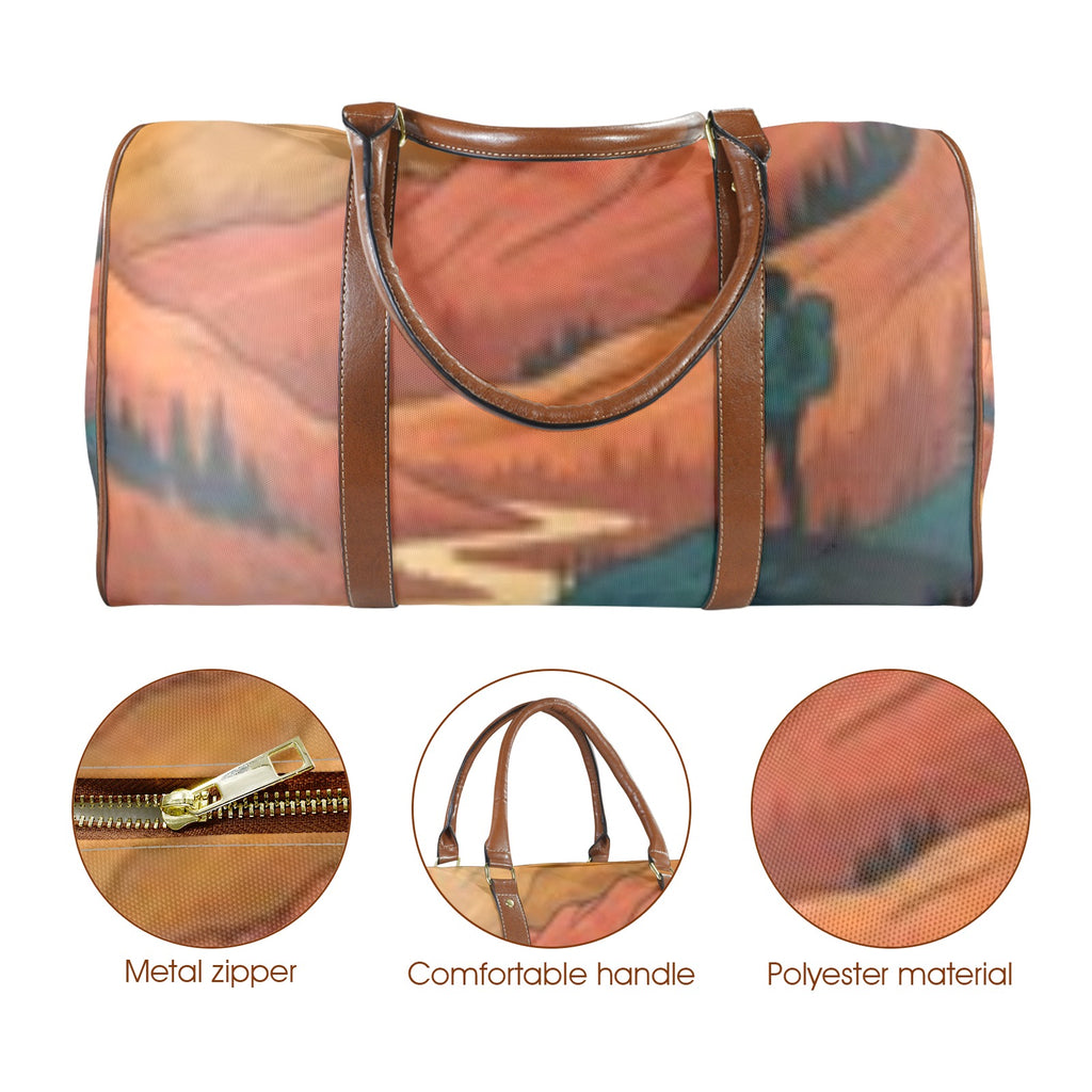 Geometric Arrow Burst Custom Travel Bag-Large (Brown Long Patch) (Model 1736)