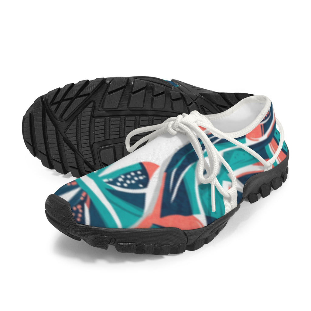 Women's Custom Print Fitness Shoes with Shoelaces – (White)