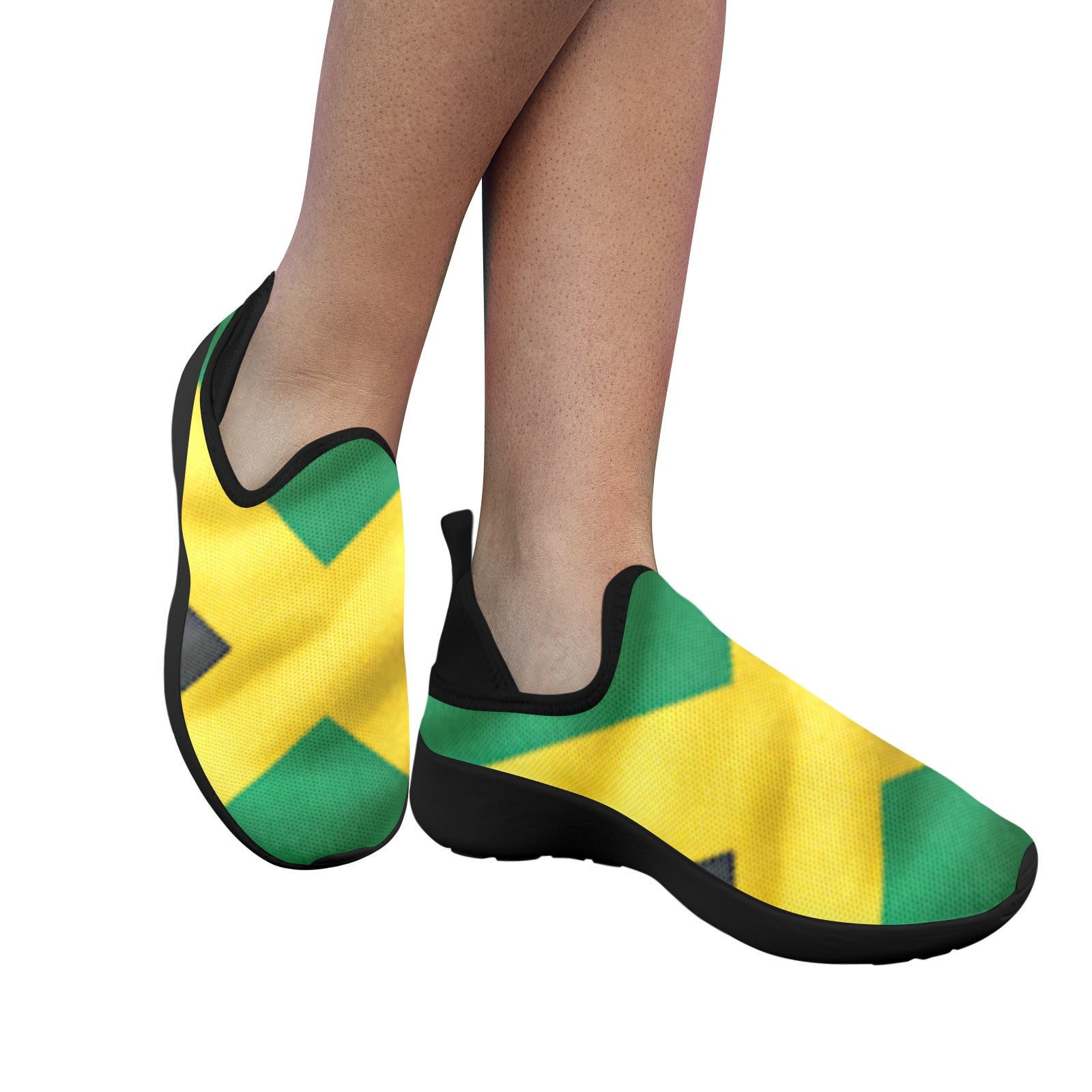 Jamaican Flag Fly Weave Sneakers Drop-in-Heel for Women(Model 02002)