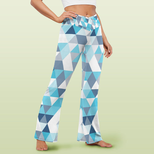 Abstract Triangle Pattern Women's V-Crossover High Waist Flare Leggings