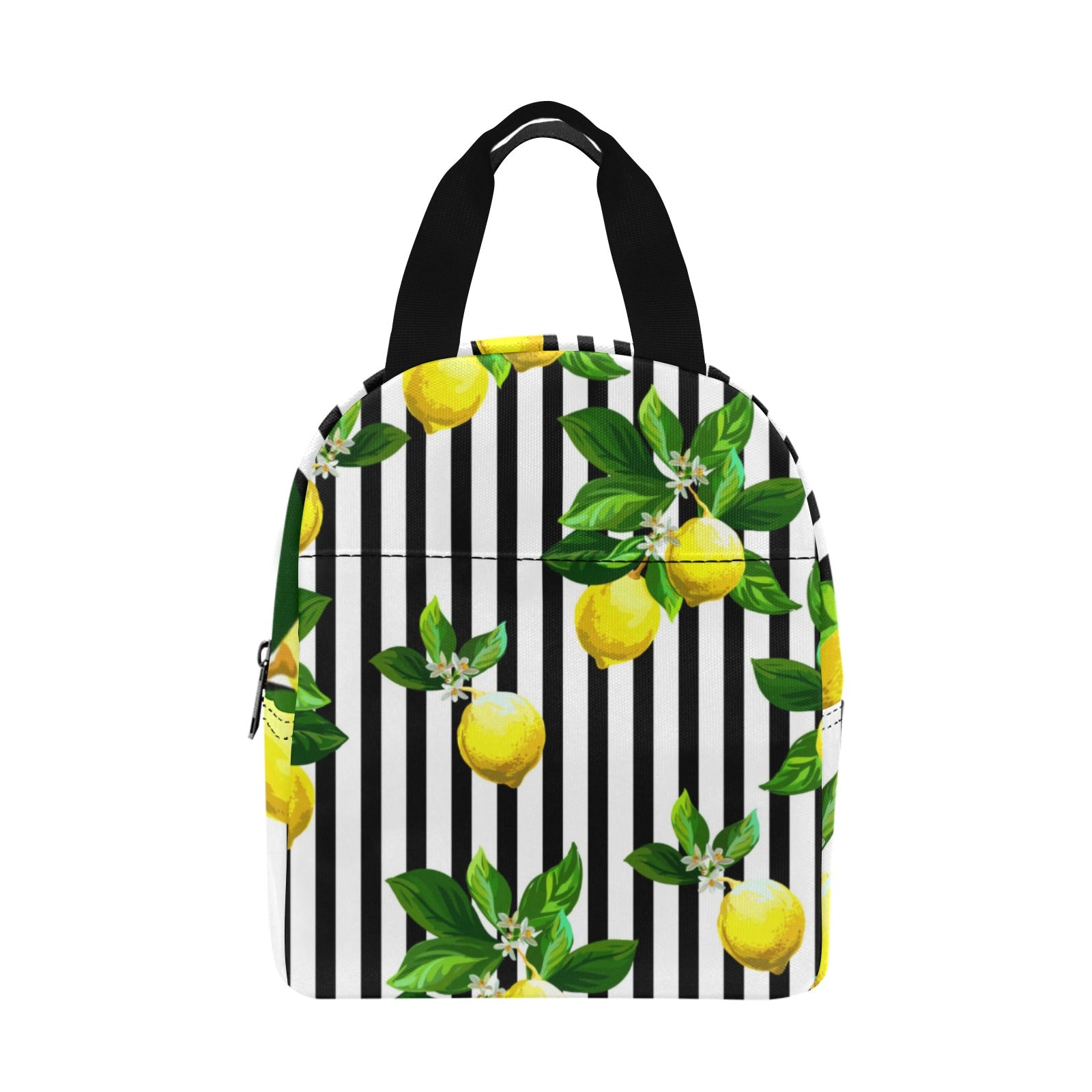 Seamless Citrus Vector Pattern on Striped Lunch Bag with Pockets (Model 1720)
