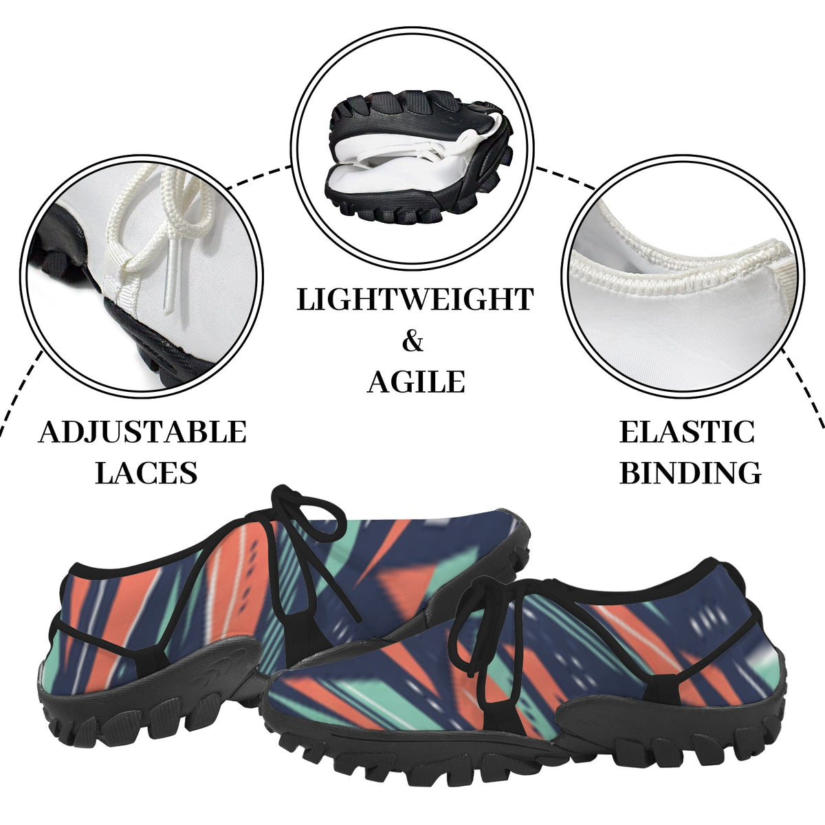 Men's Custom Print Fitness Shoes with Shoelaces –  (Black)