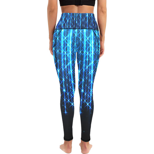 Bright Neon Stripes Women's High Waist Leggings with Pockets
