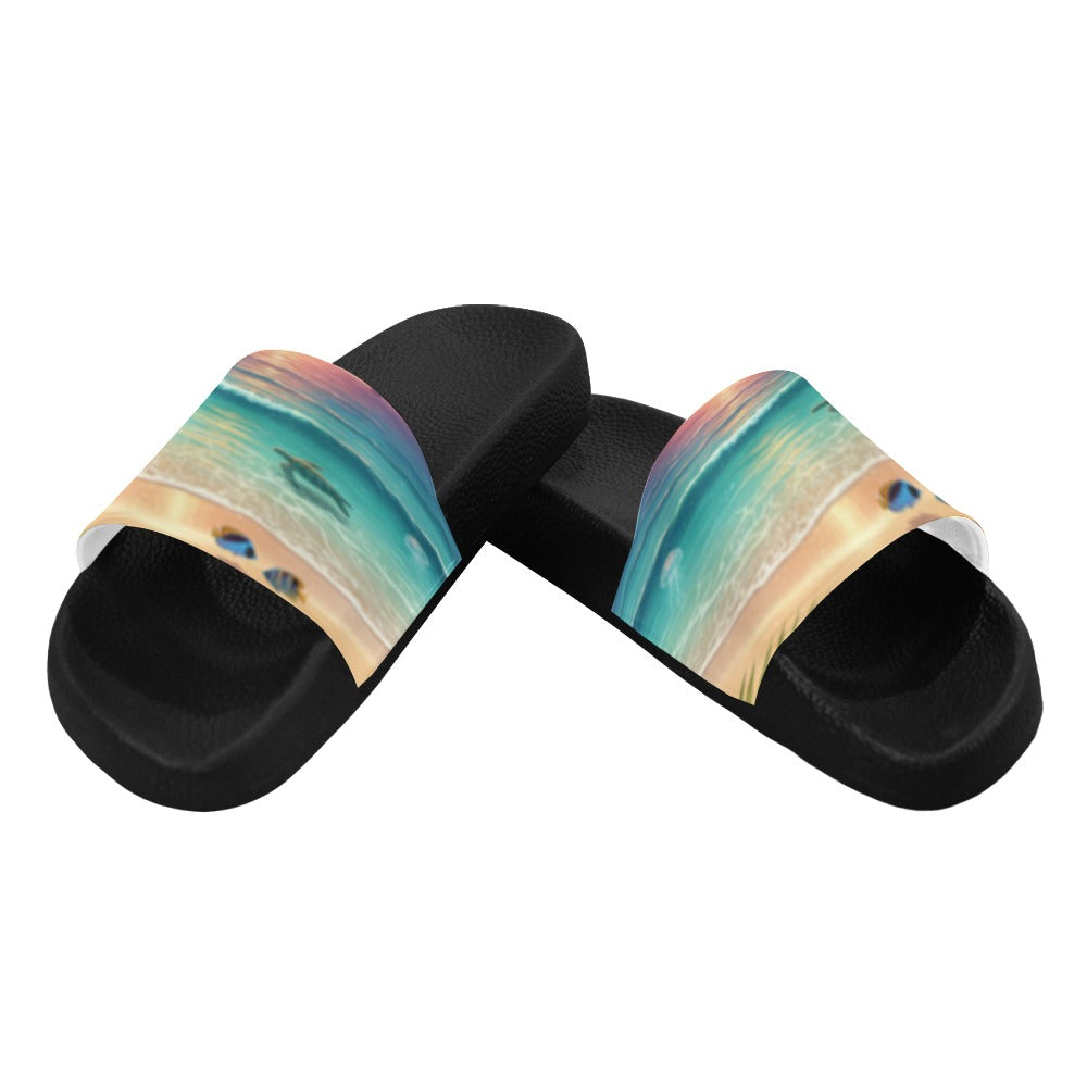 Men's Ocean Fish and Turtle Slide Sandals(Model 057)