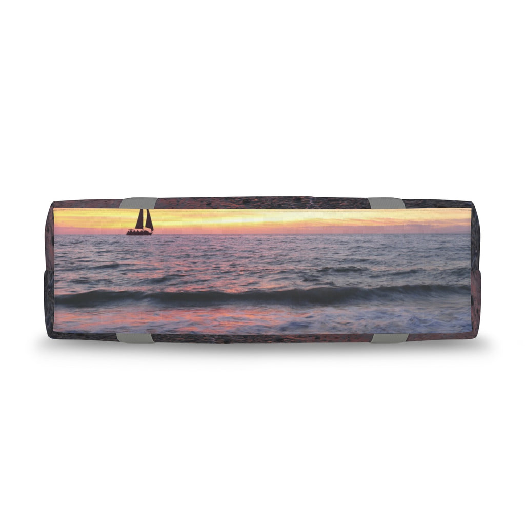 Tropical Sunset-Sea Ocean Large Travel Bag with Trolley Sleeve (Model 1715)