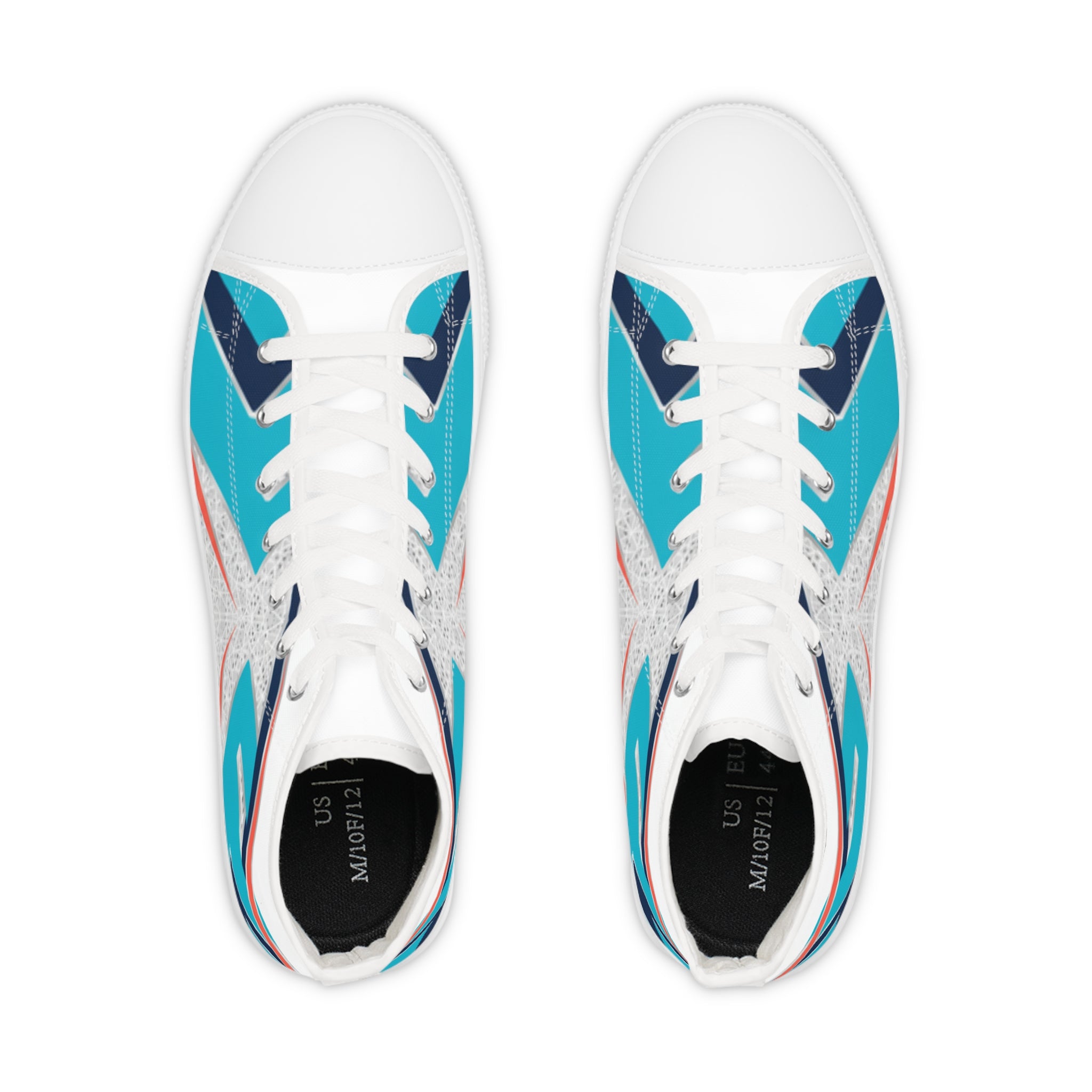 Men Sneakers Abstract Teal Orange Wave High Top Sneakers | Canvas High-Tops