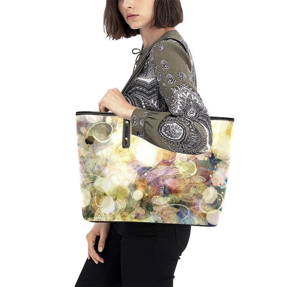 Abstract Art PU Leather Tote Bag Hand Bag (Model1709)