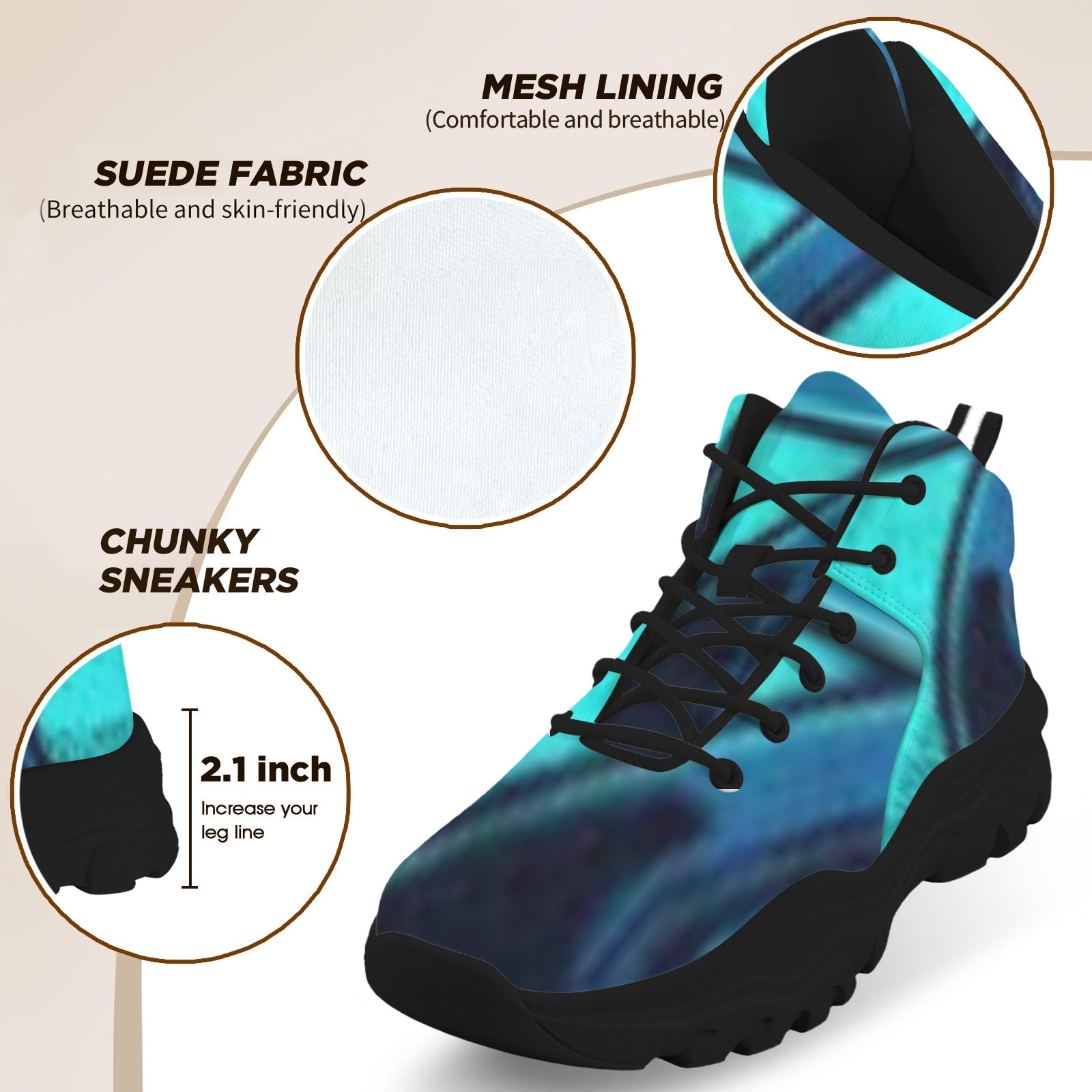Men's High-Top Outdoor Chunky Sneakers – (Black)