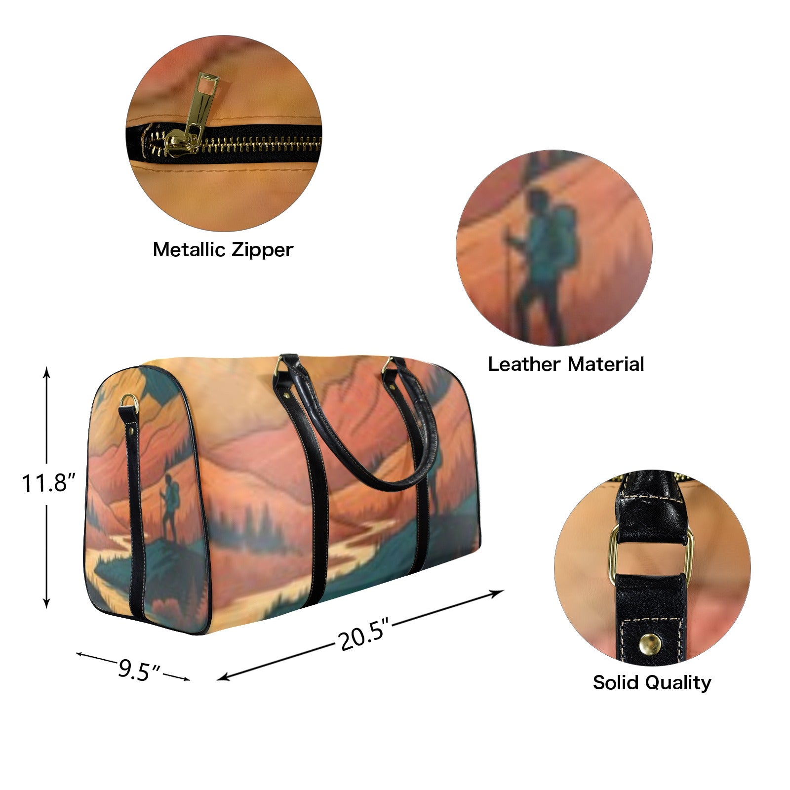 Large Geometric Arrow Burst Custom Travel Bag (Black Long Patch)(Model 1734)