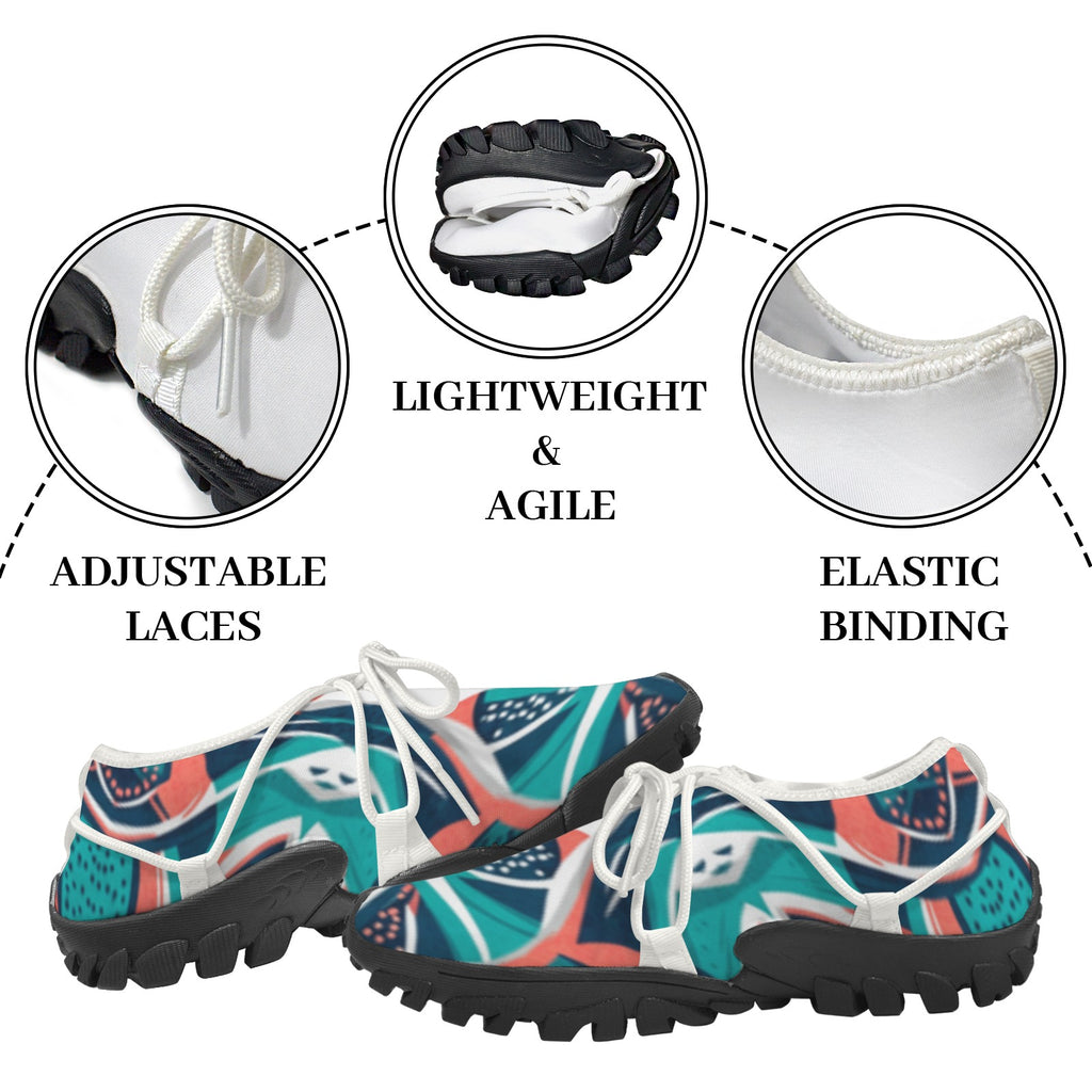 Women's Custom Print Fitness Shoes with Shoelaces – (White)