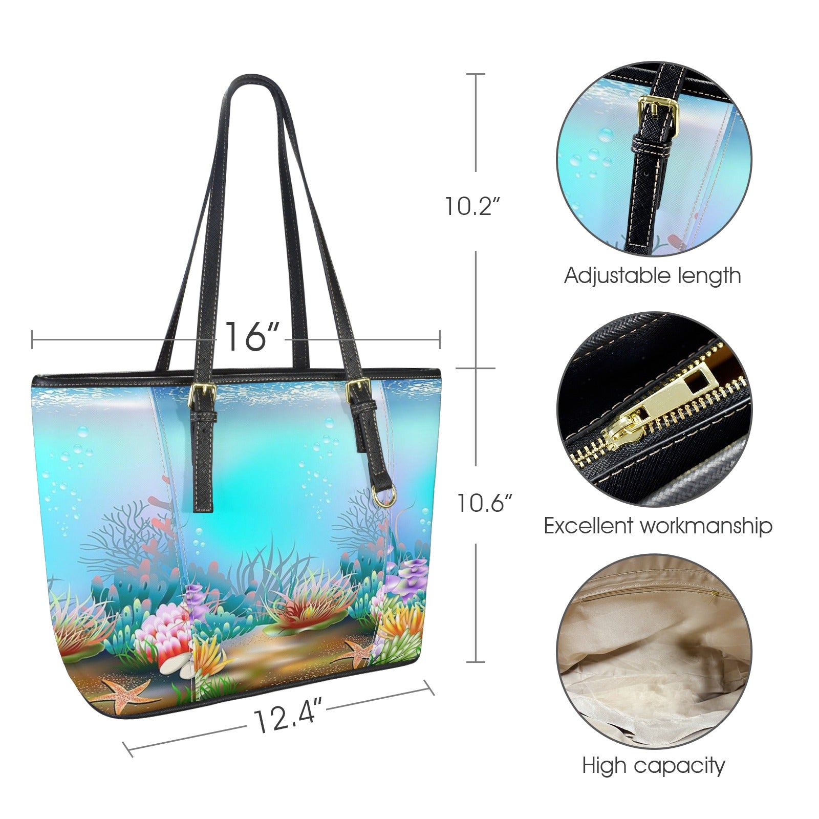 UnderWater Scene New Tote Hand Bag-Small (Model 1640）