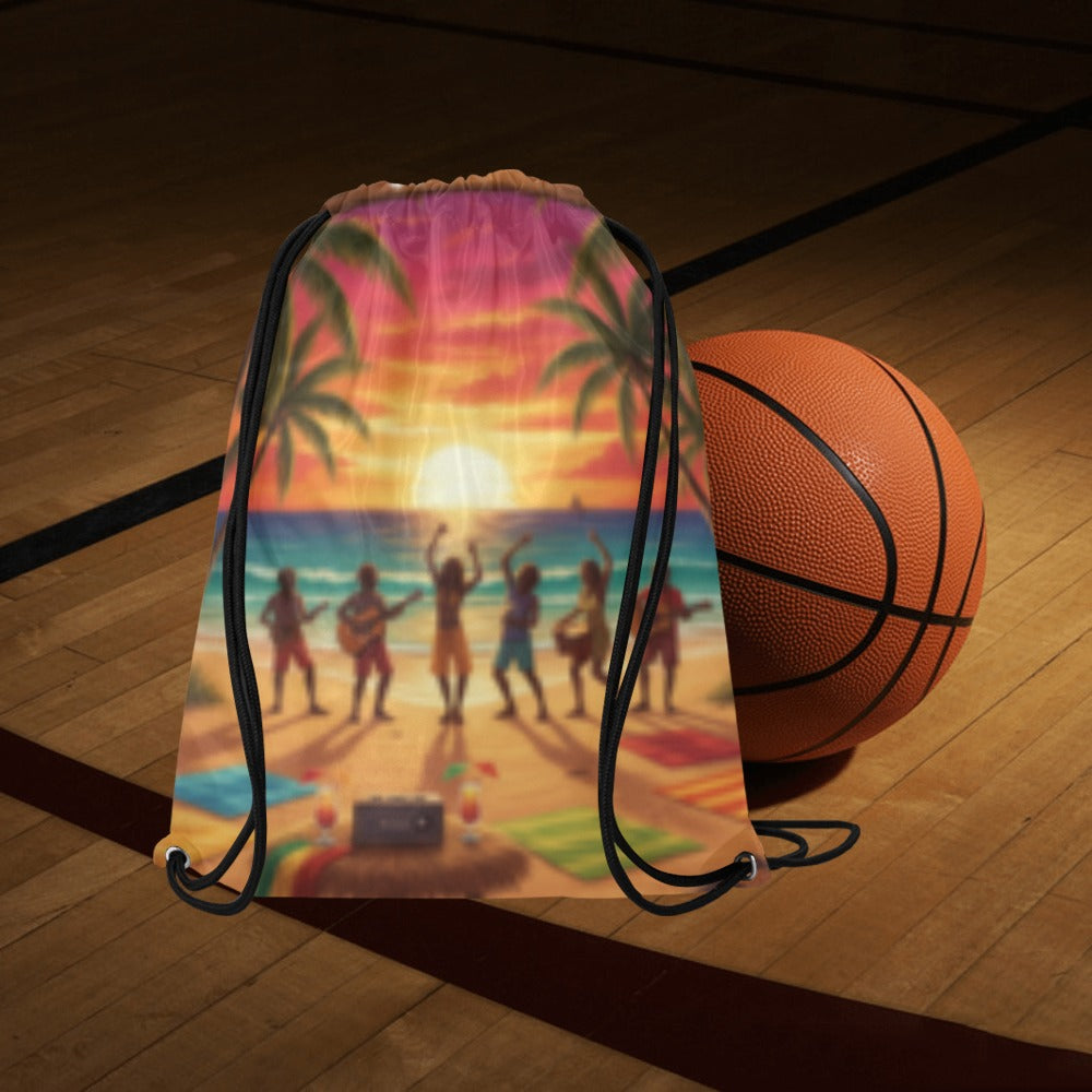 Reggae Beach Drawstring Bag (Model 1604) (Large)