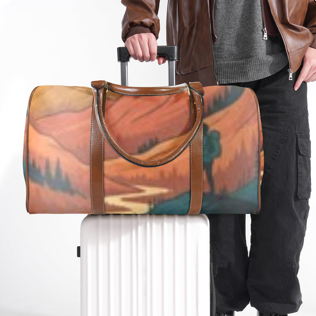Geometric Arrow Burst Custom Travel Bag-Large (Brown Long Patch) (Model 1736)