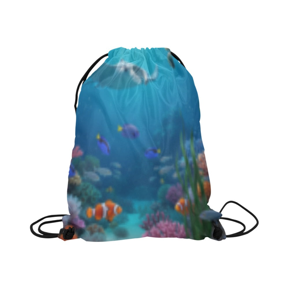 Ocean Fish Drawstring Bag (Model 1604) (Large)