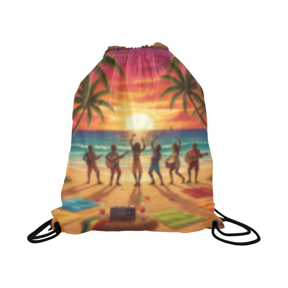 Reggae Beach Drawstring Bag (Model 1604) (Large)