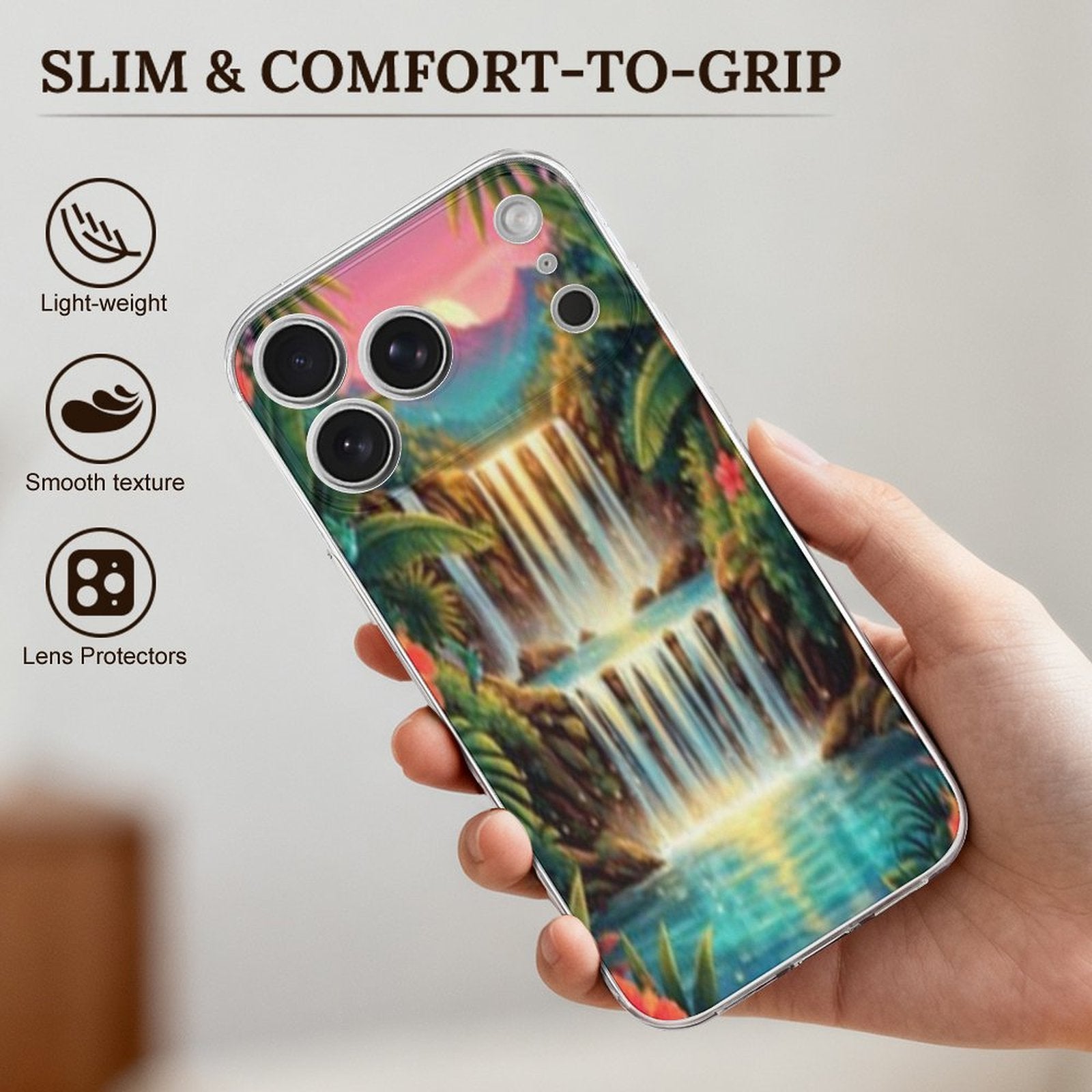 Water Fall Forest iPhone 17 Pro Max Transparent Case