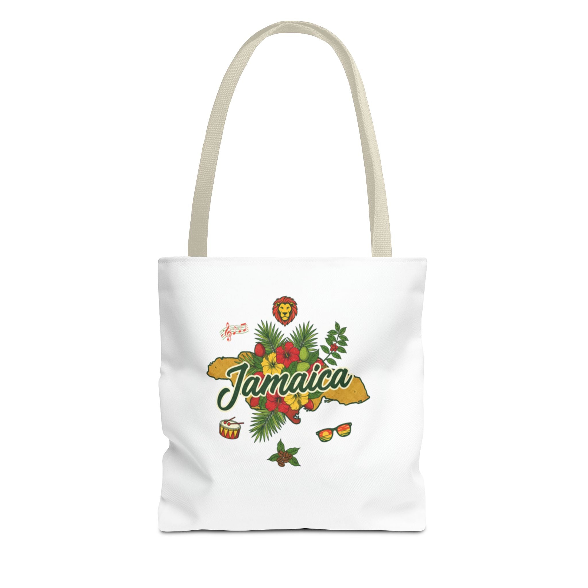 Jamaica Tropical Map design Tote Bag | Island Flowers, Pineapple, Lime