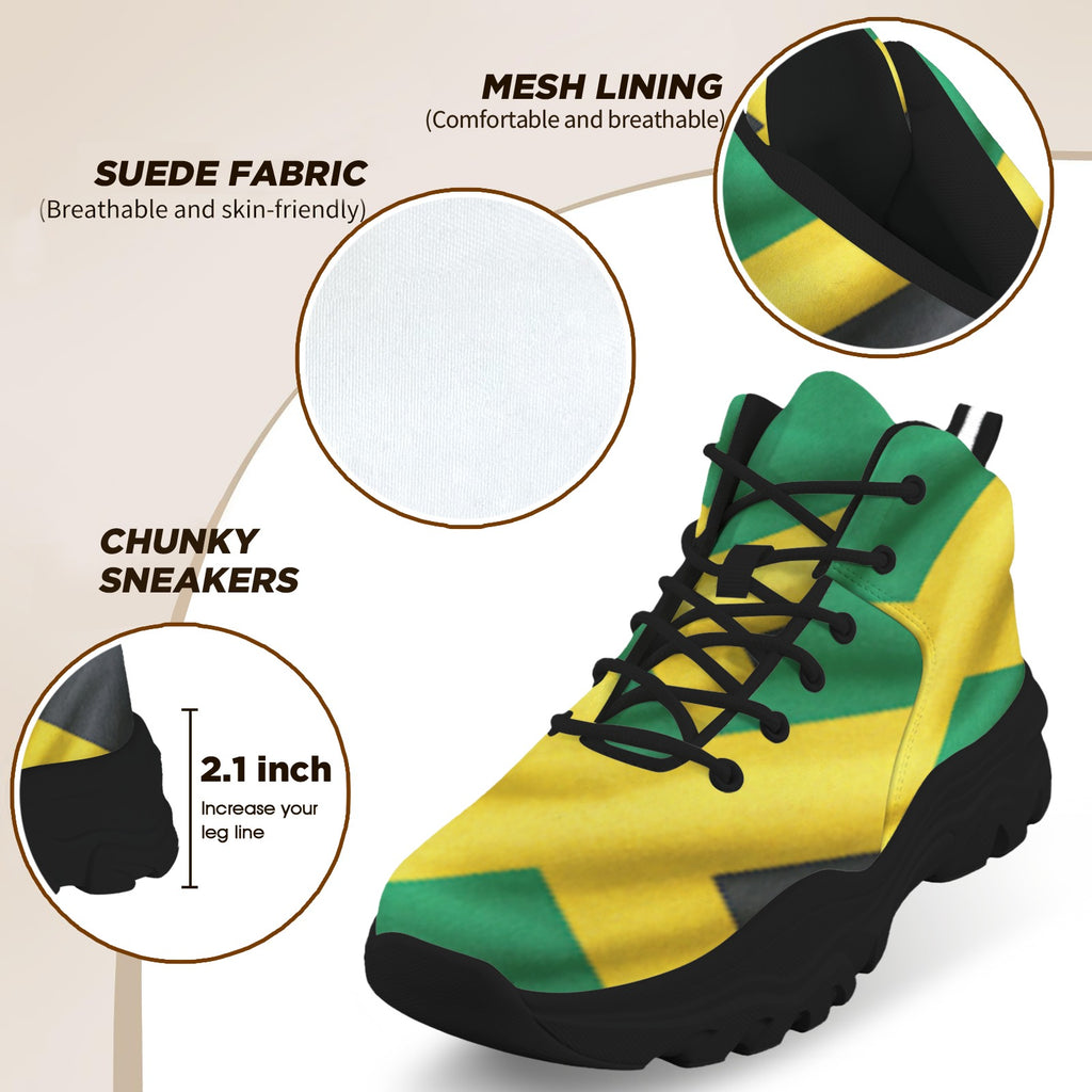 Jamaican Flag Women's High-Top Outdoor Chunky Sneakers