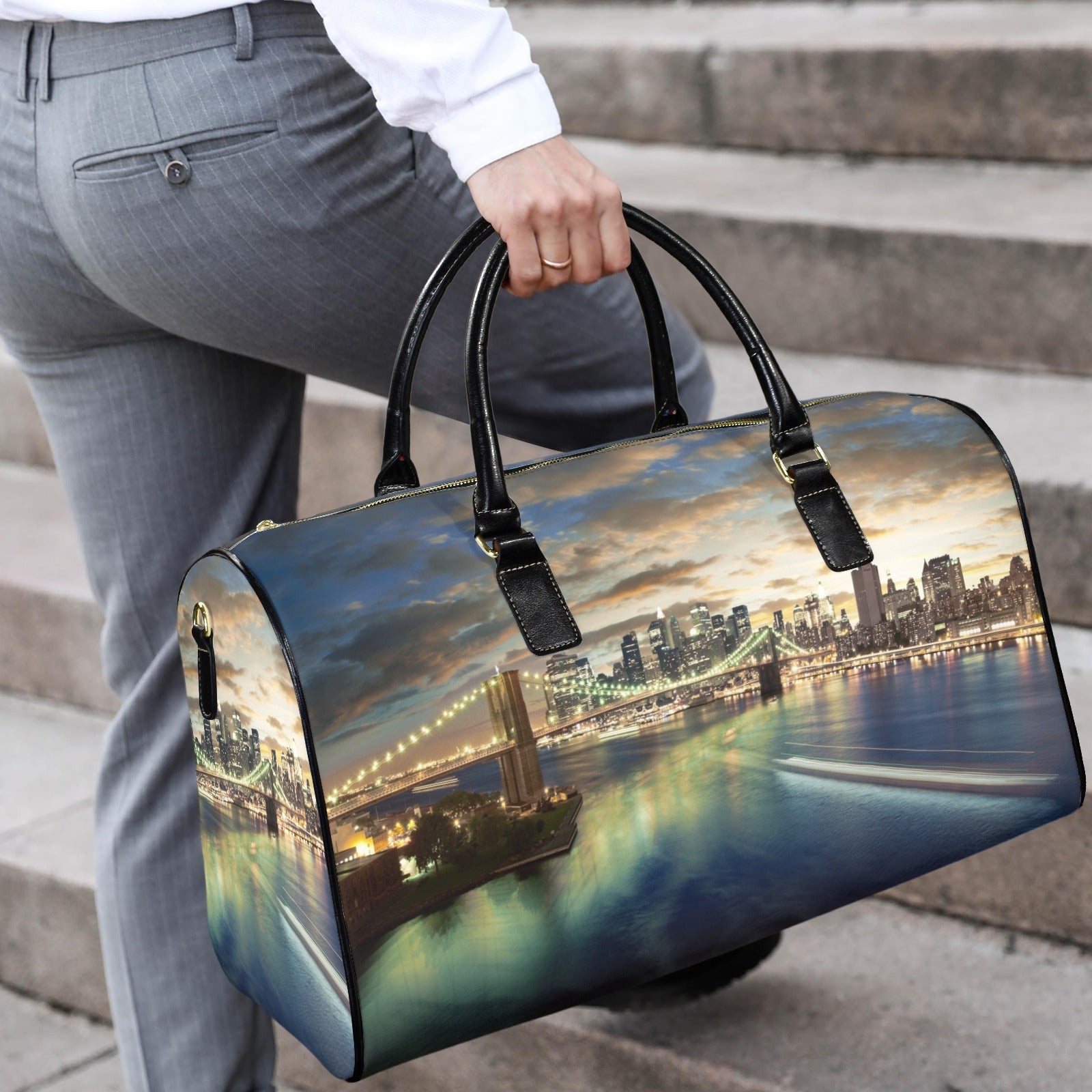 New York City Custom Travel Bag-Large (Black Short Patch)(Model 1735)