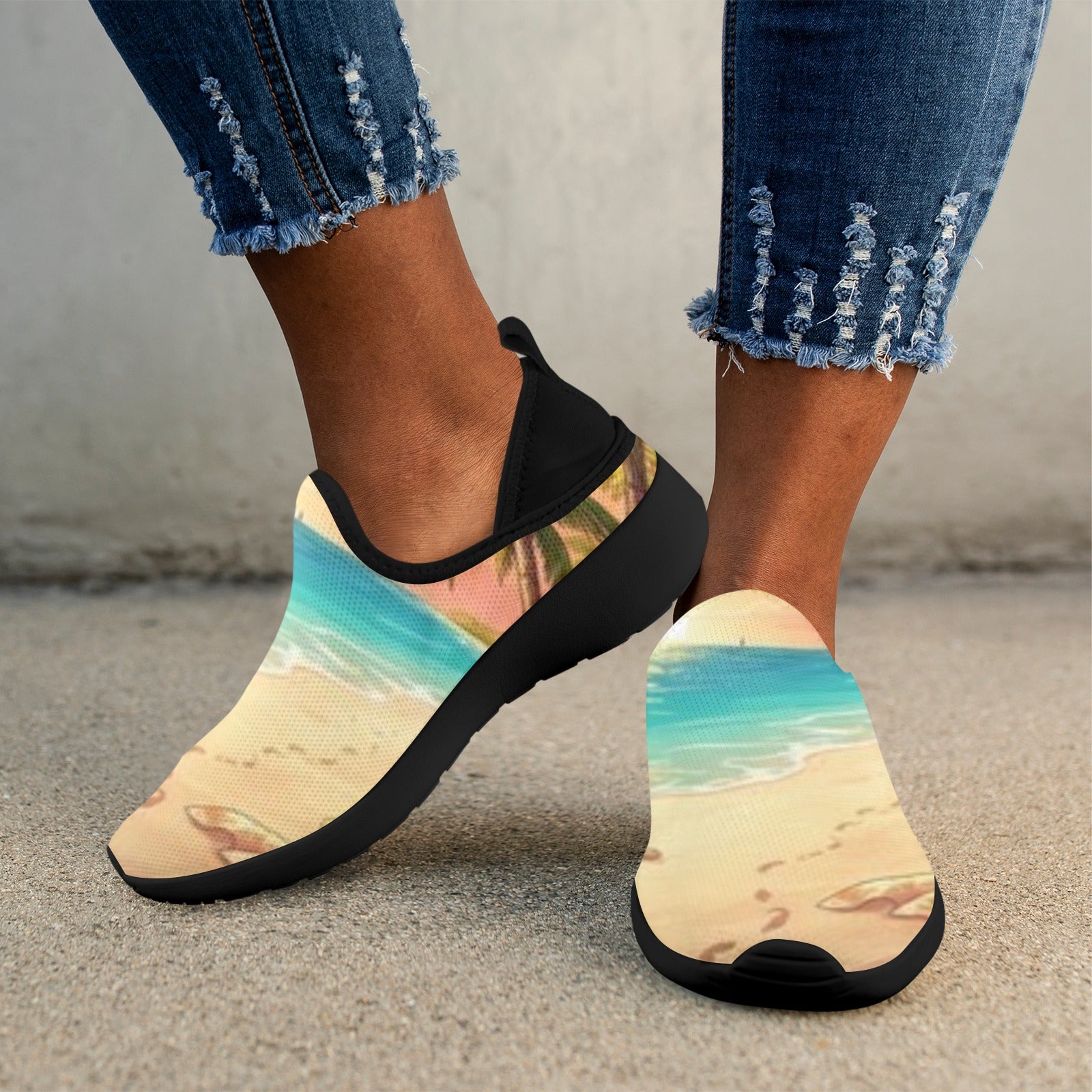 Sunshine Beach Fly Weave Sneakers Drop-in-Heel for Women(Model 02002)