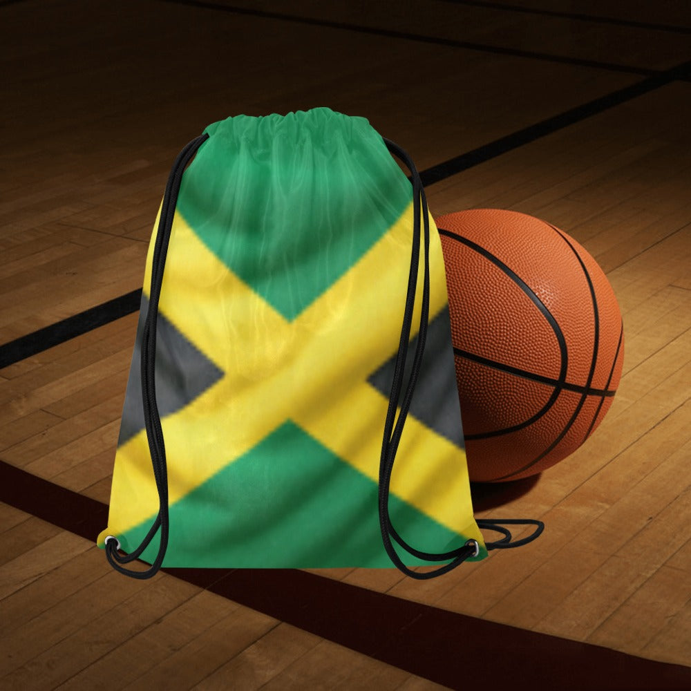 Jamaican Flag Drawstring Backpack Bag (Large)