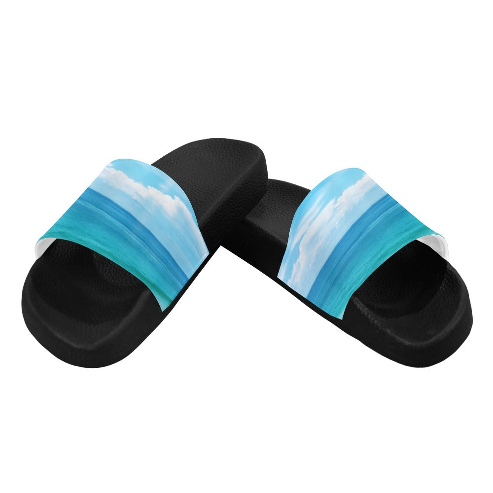 Women's Beautiful Seascape Sun on Blue SkySlide Sandals(Model 057)