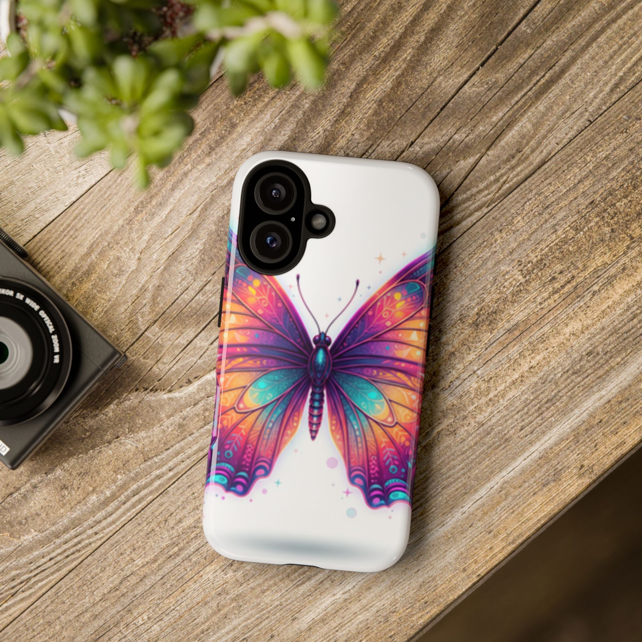 Compatible with iPhone 16 Colorful Butterfly Phone Case | Tough Case