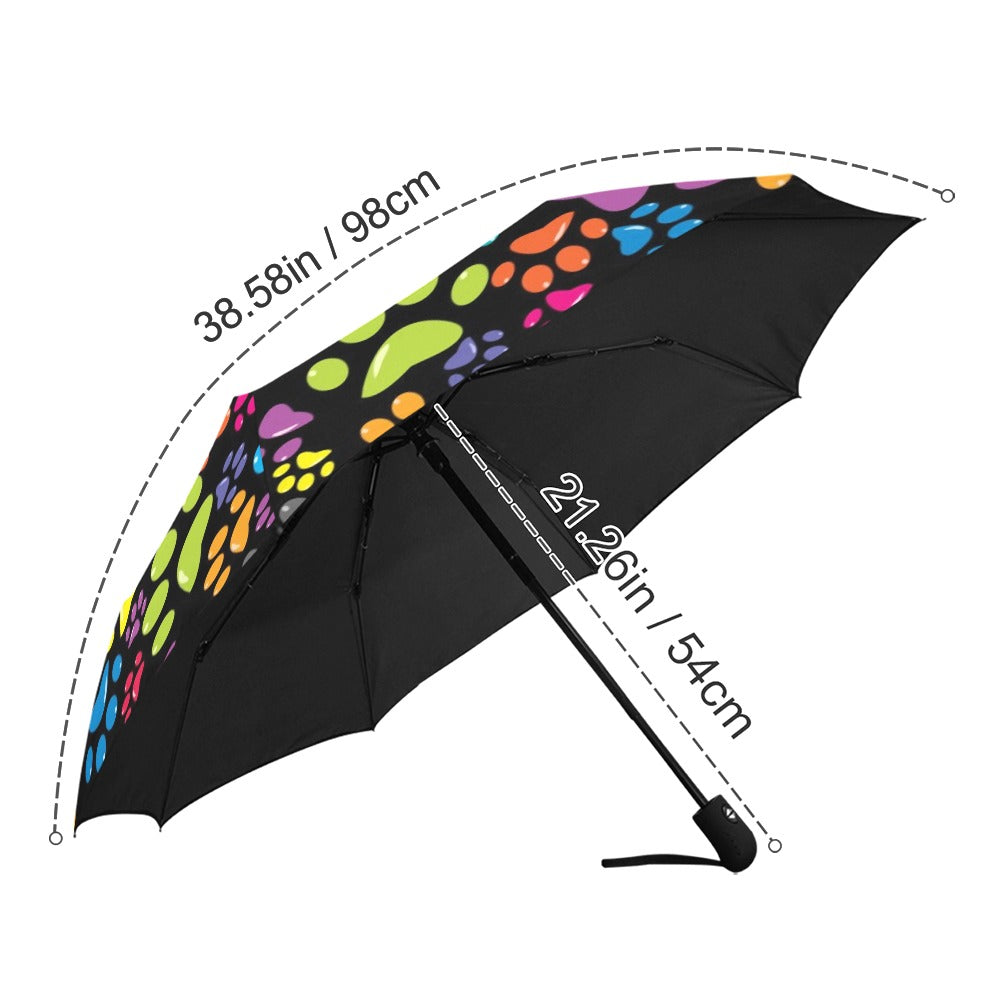 Colorful Background with  Colored Paws Anti-UV Auto-Foldable Umbrella (Model U09)