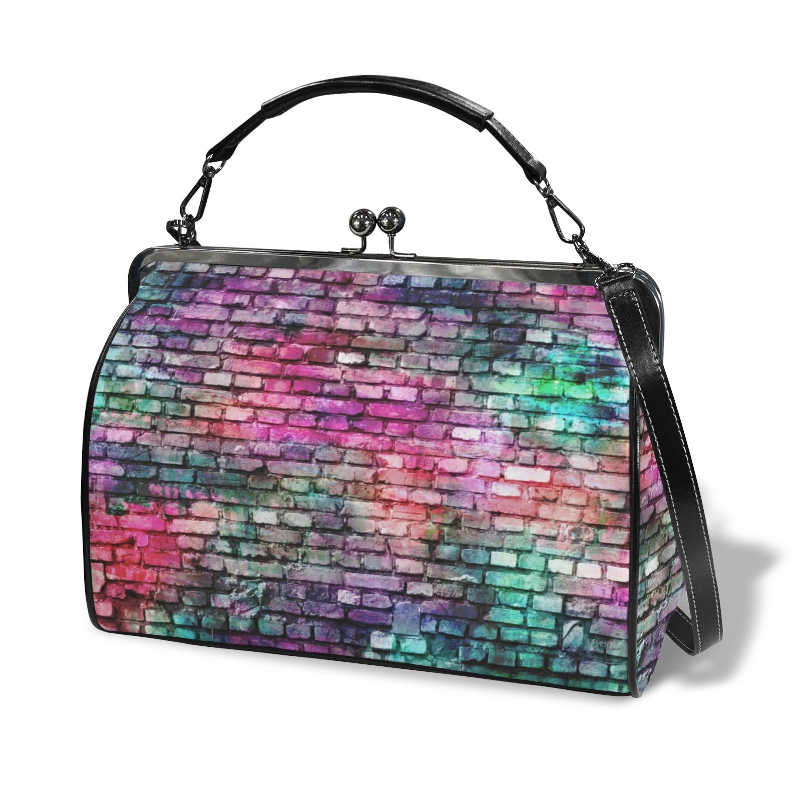 Colorful Brickwall  Kisslock Crossbody Shoulder Hand Bag-Large (Model 1752)