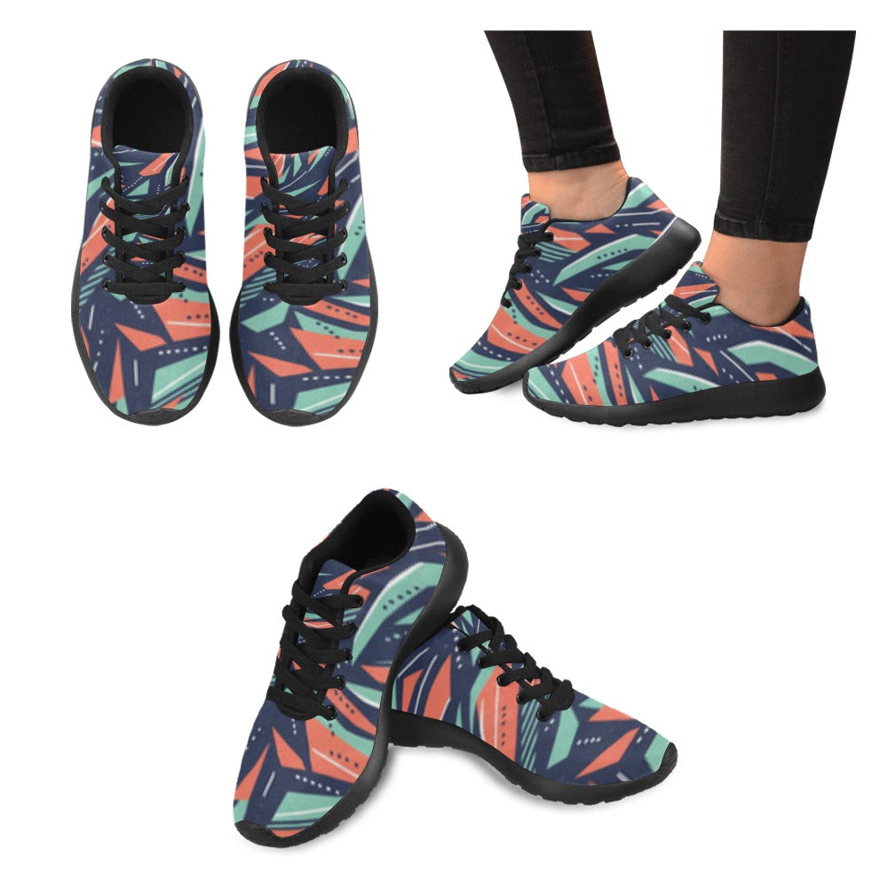 Vibrant Abstract Pattern Women's Lightweight Sneakers – (Black)