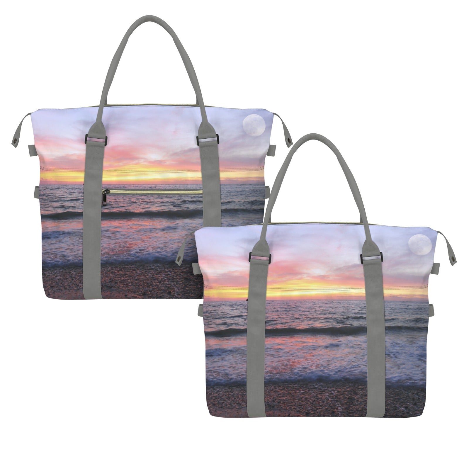 Tropical Sunset-Sea Ocean Large Travel Bag with Trolley Sleeve (Model 1715)