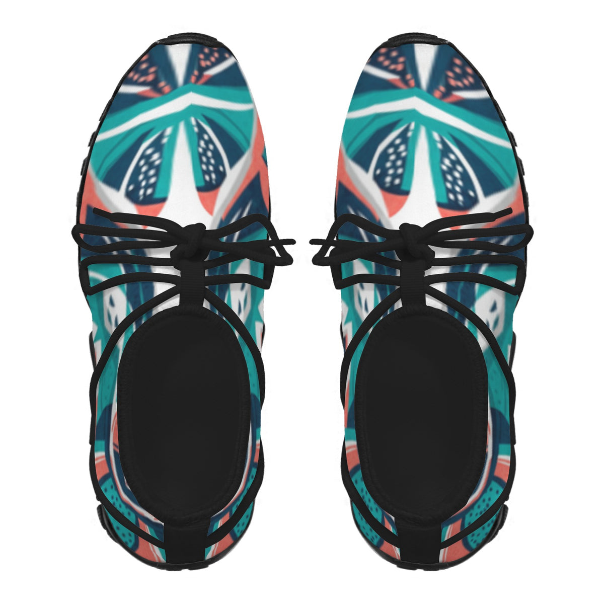 Women's Custom Print Fitness Shoes with Shoelaces – (Black)