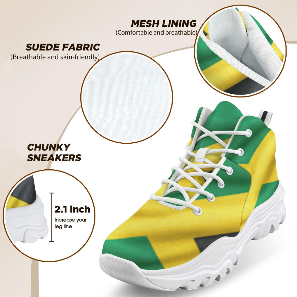 Jamaican Flag Women's High-Top Outdoor Chunky Sneakers